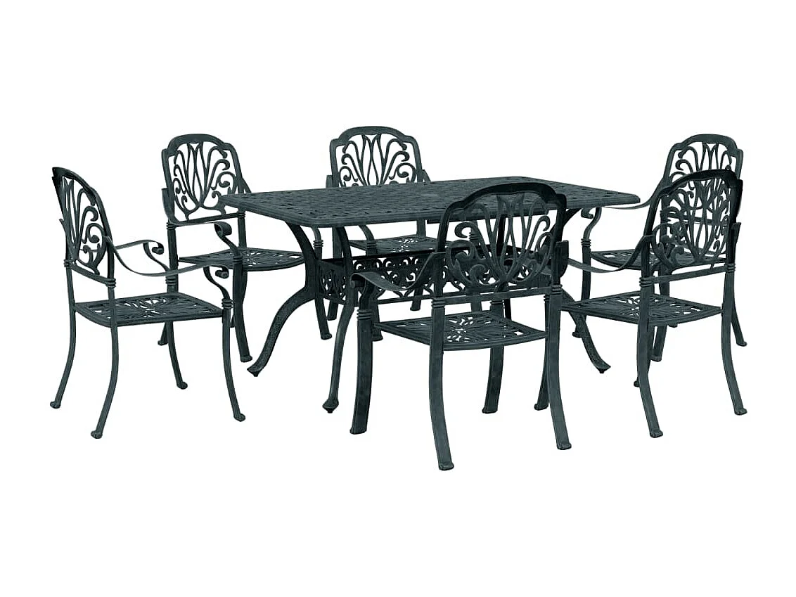 Prolenta Premium -  Ensemble à manger de jardin 7 pcs vert aluminium coulé