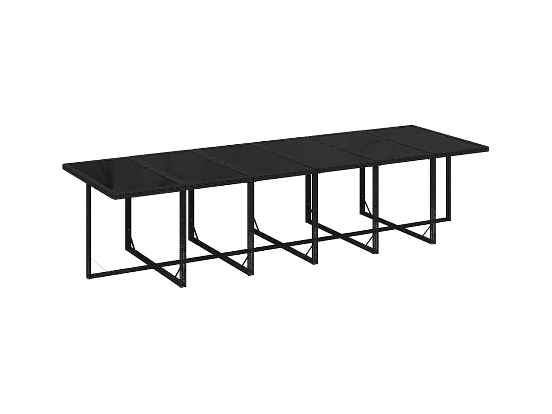 Andaril  Ensemble à manger de jardin coussins 17 pcs Résine tressée Noir