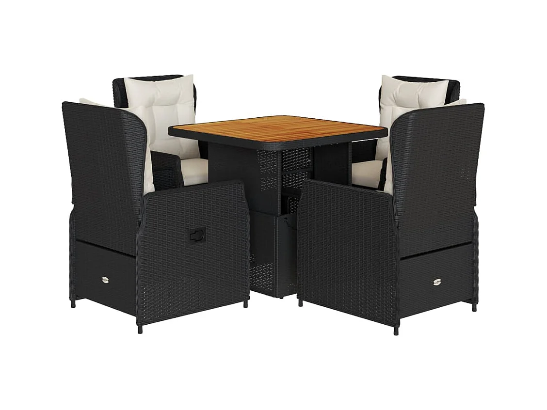 Coleville  Ensemble à manger de jardin coussins 5pcs Noir Résine tressée