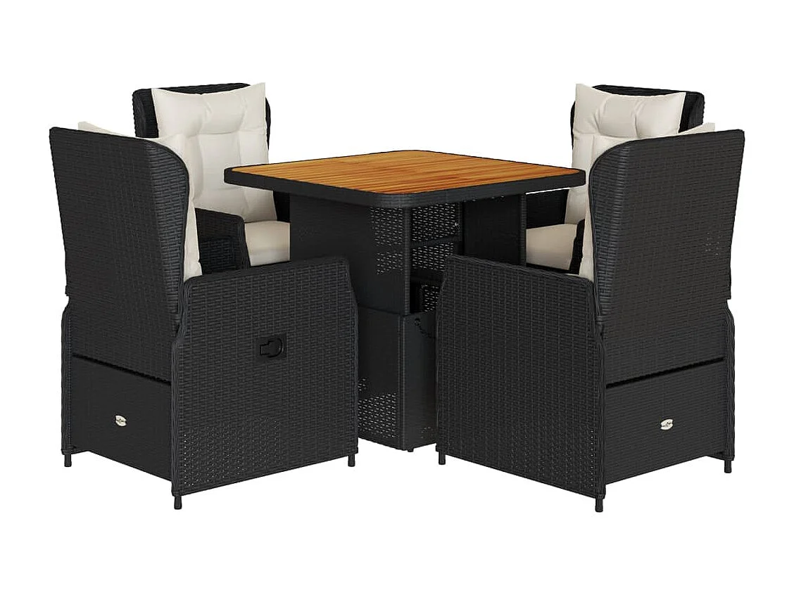 Coleville  Set de muebles jardín 5 pzas con cojines ratán sintético negro