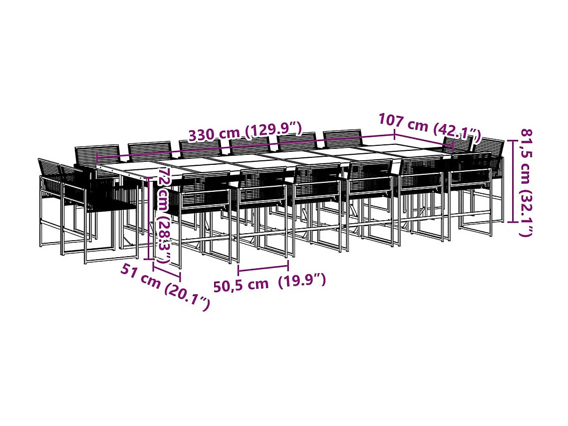 Bucksport  17-delige Tuinset poly rattan zwart