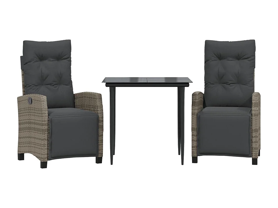 Prolenta Premium -  Ensemble à manger de jardin 3 pcs avec coussins Gris