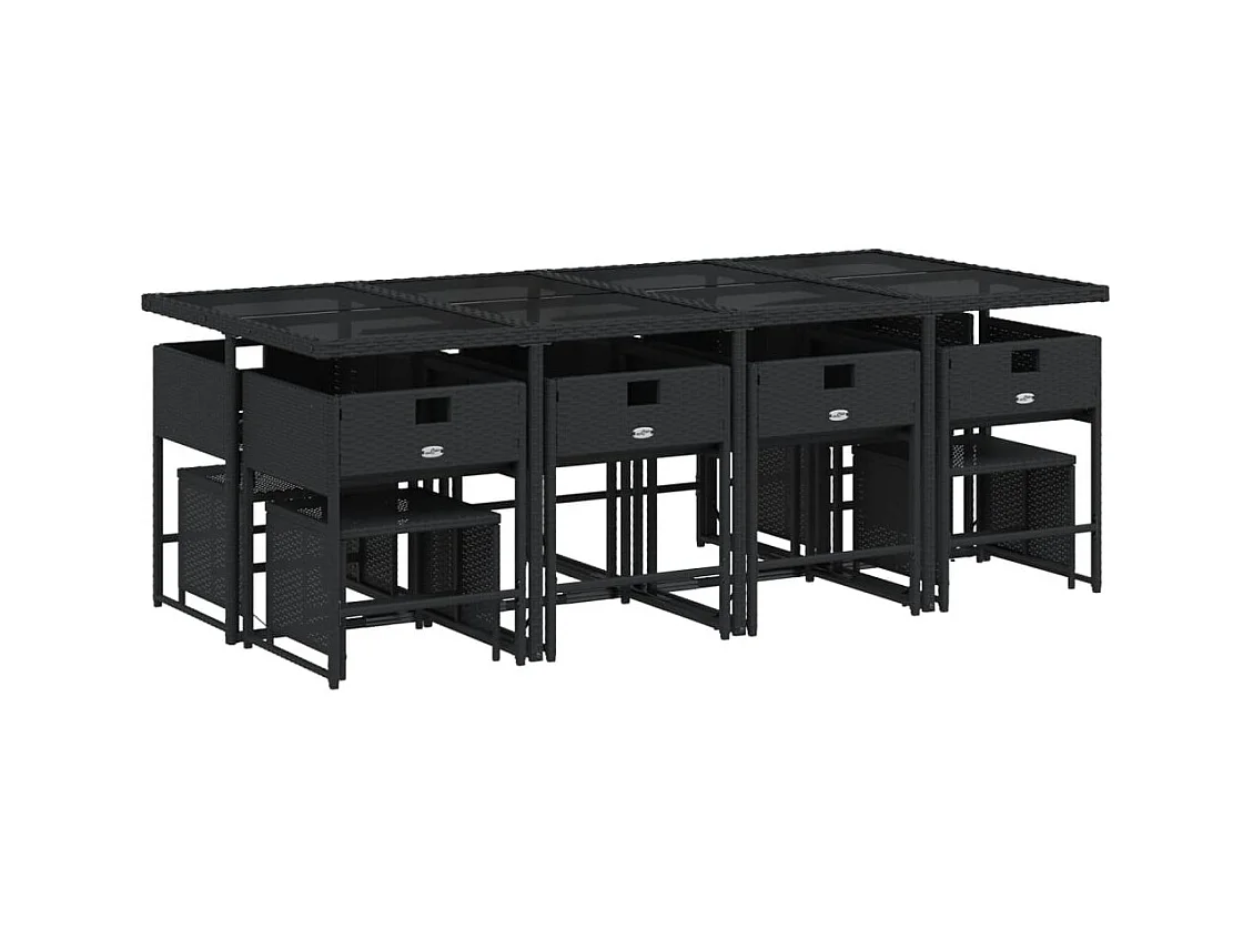 Kirkland  13-delige Tuinset met kussens poly rattan zwart