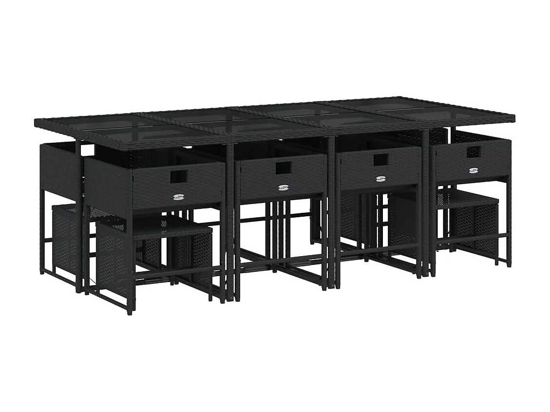 Kirkland  Ensemble à manger de jardin 13 pcs coussins noir résine tressée