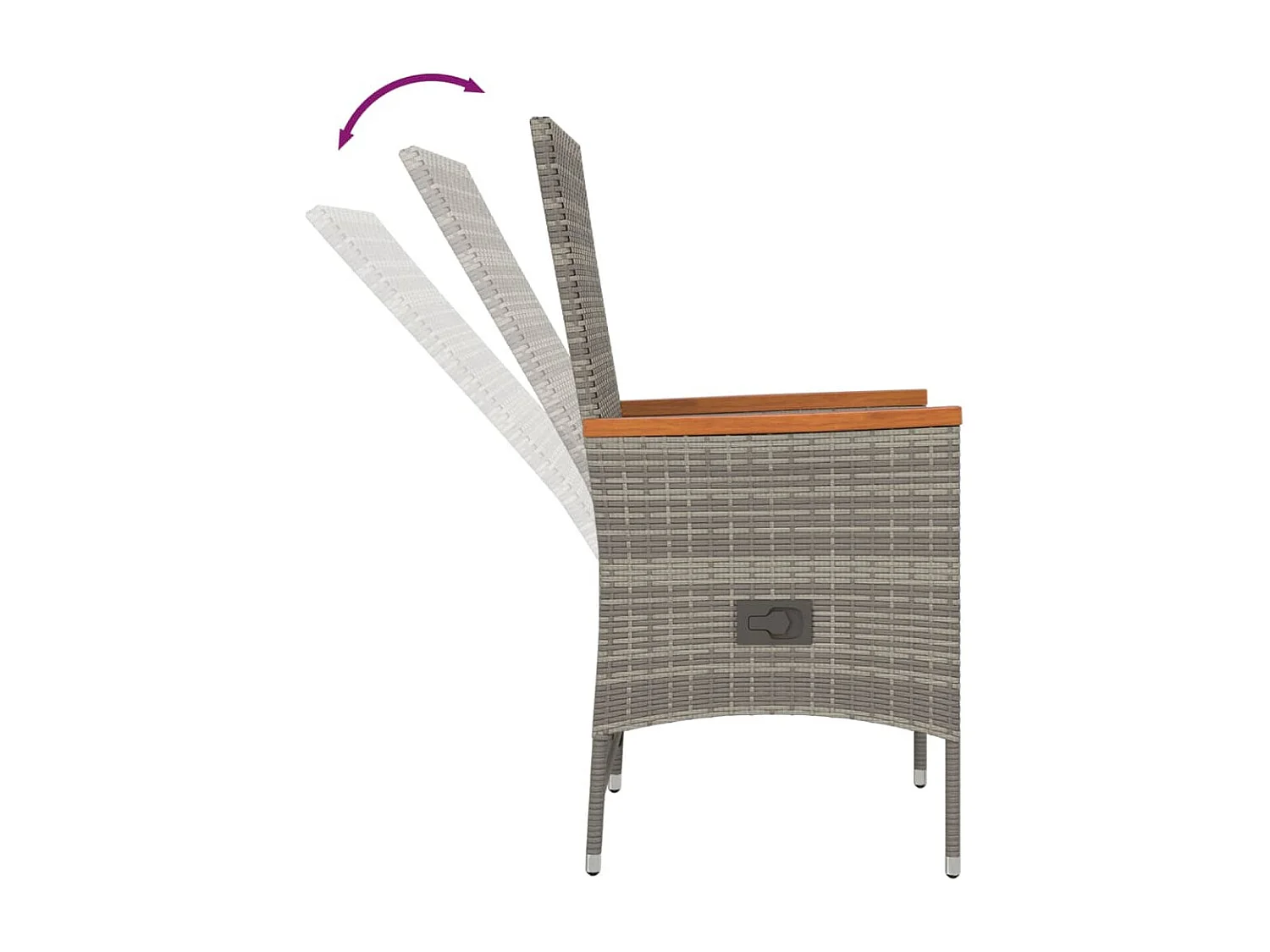 Cape May  Ensemble à manger de jardin 5 pcs coussins gris résine tressée