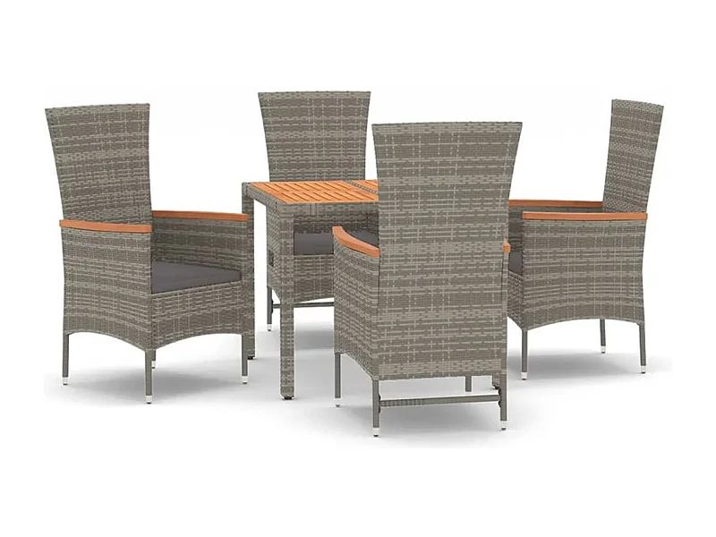 Cape May  Ensemble à manger de jardin 5 pcs coussins gris résine tressée