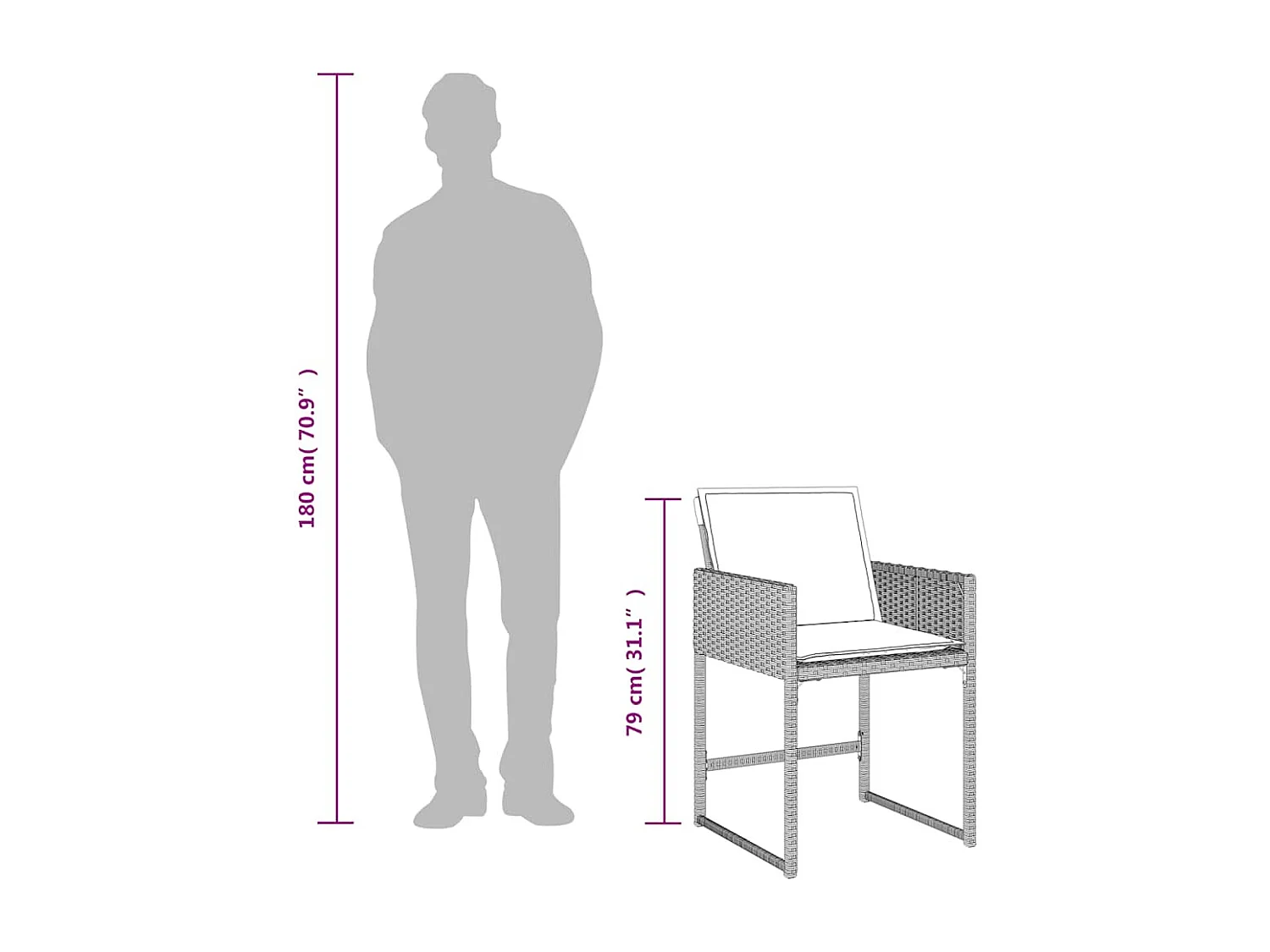 Arlon  Set comedor de jardín 9 pzas cojines ratán sintético gris claro