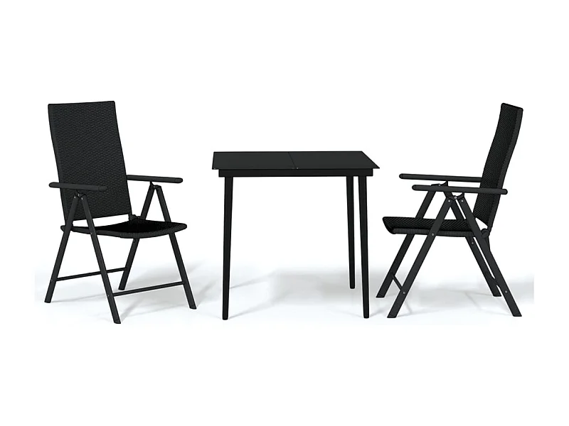 Jarlik  Ensemble à manger de jardin 3 pcs Noir