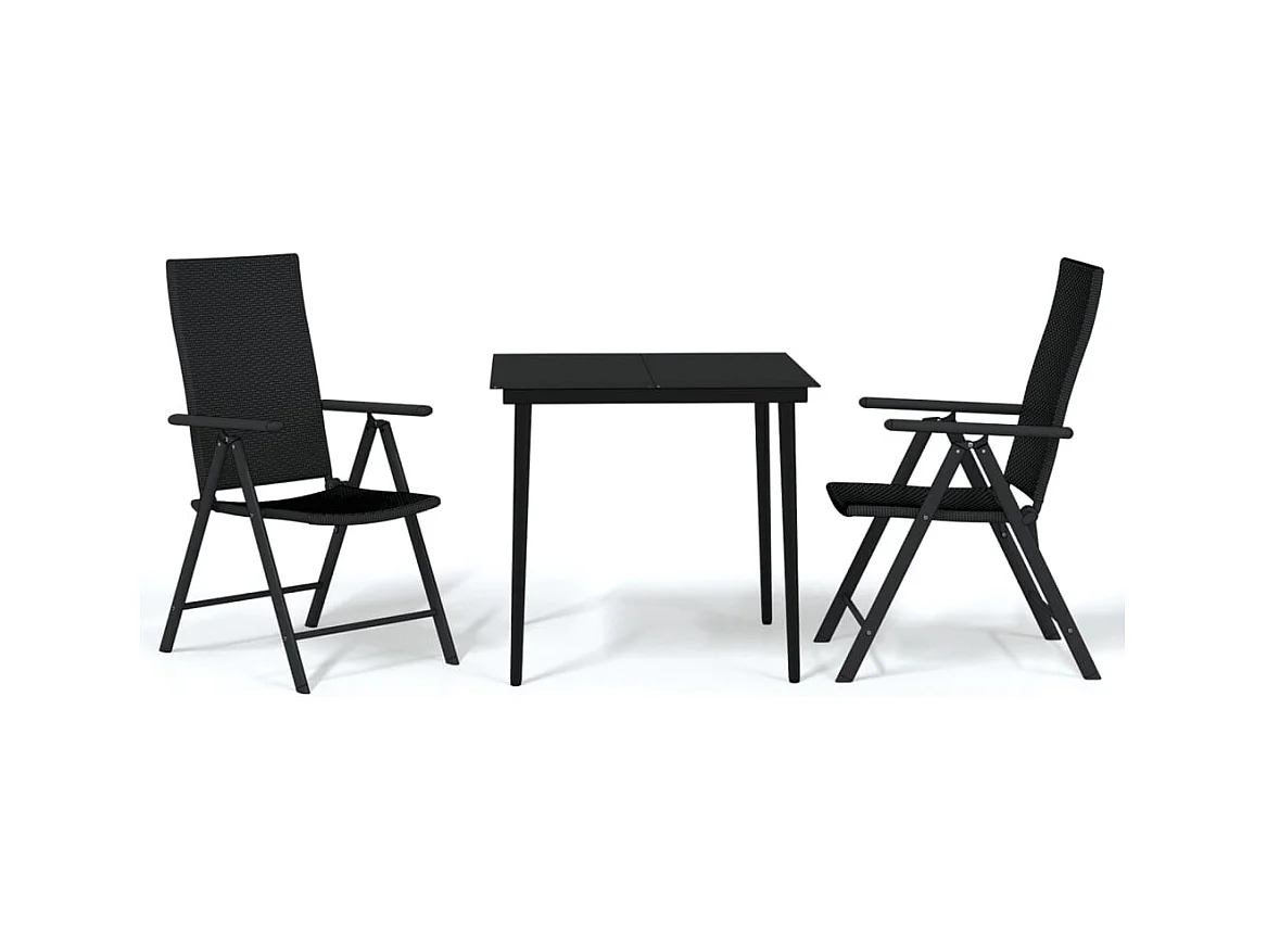 Jarlik  Ensemble à manger de jardin 3 pcs Noir