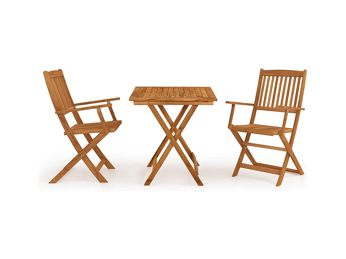 Aghaboe  Ensemble à manger de jardin pliable 3 pcs Bois d'acacia solide
