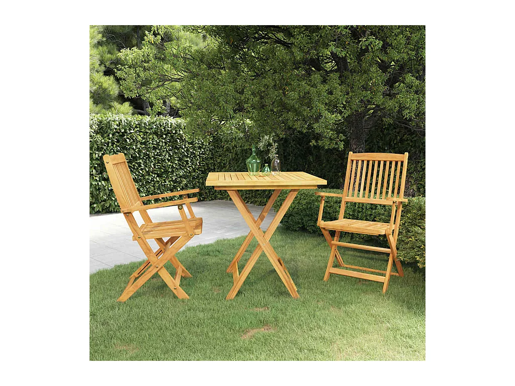 Aghaboe  Ensemble à manger de jardin pliable 3 pcs Bois d'acacia solide