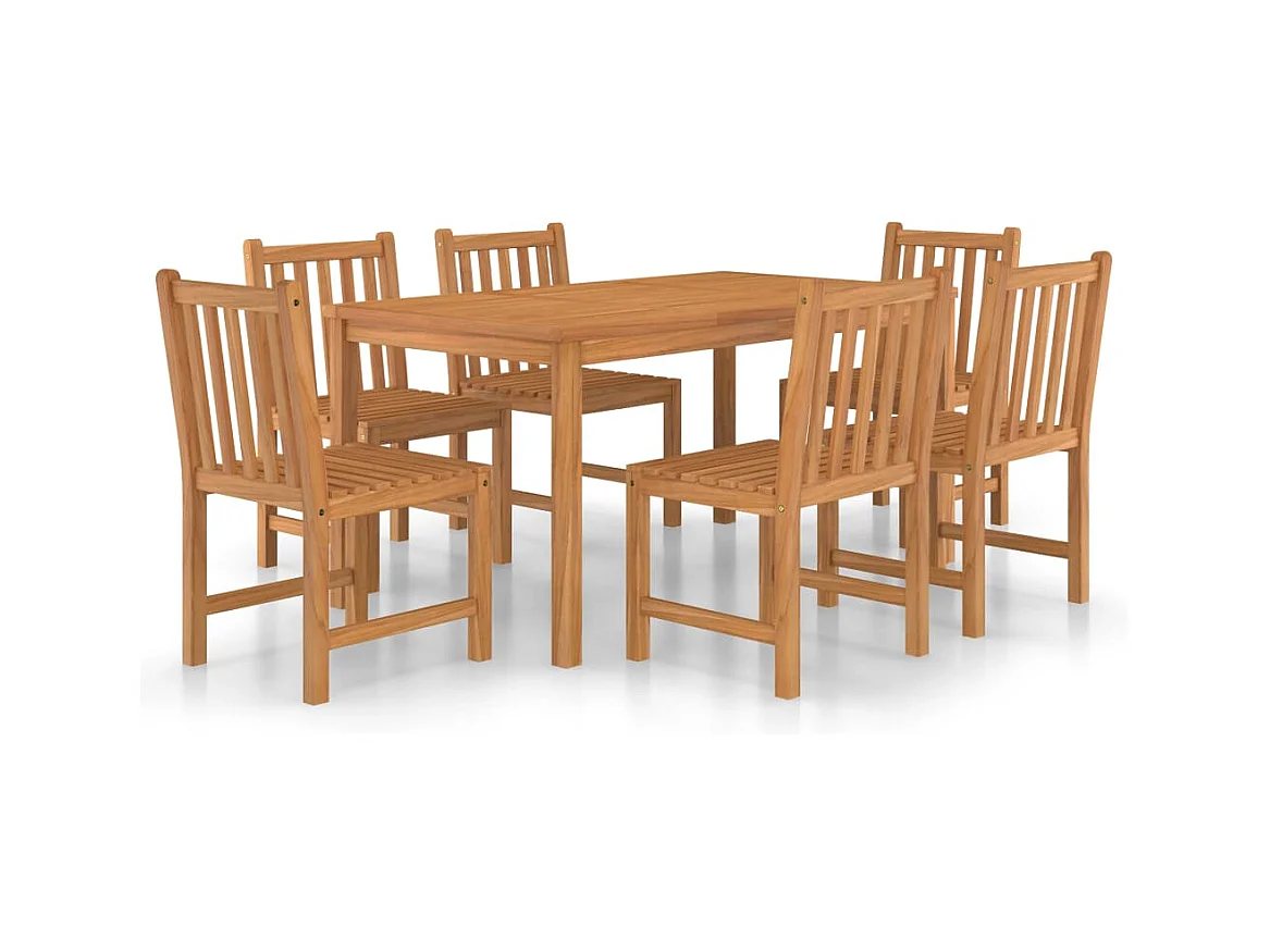 Birgit  Conjunto de comedor de jardín de 7 piezas, 150 x 90 cm, madera maciza de teca