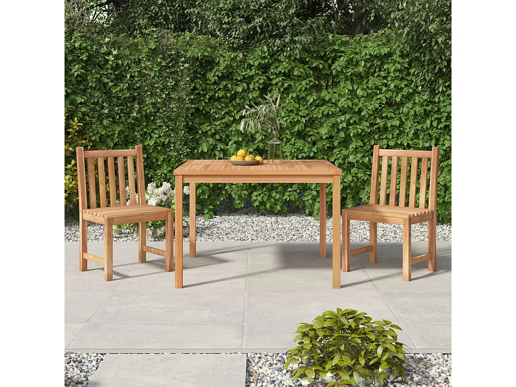 Uldum  Ensemble à manger de jardin 3 pcs Bois de teck massif
