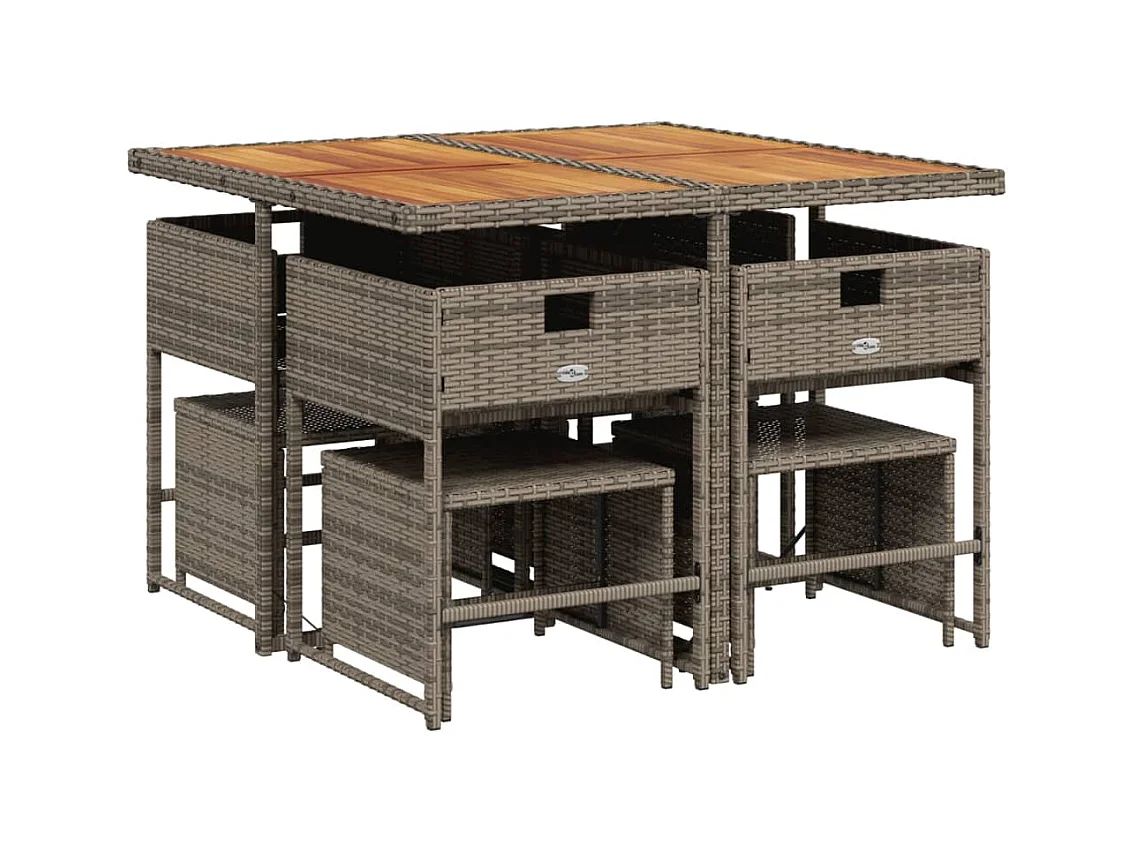 Kirkland  Ensemble à manger de jardin 9 pcs coussins gris résine tressée