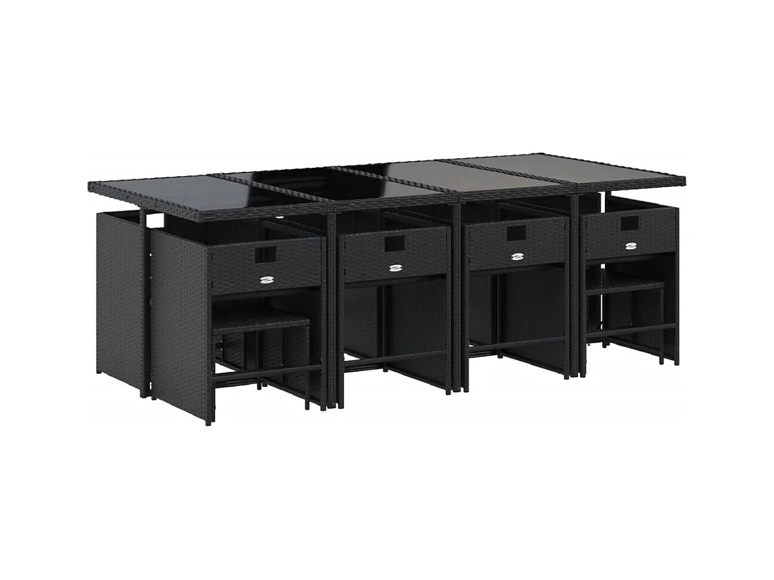 Enfield  Ensemble à manger de jardin 13 pcs coussins noir résine tressée