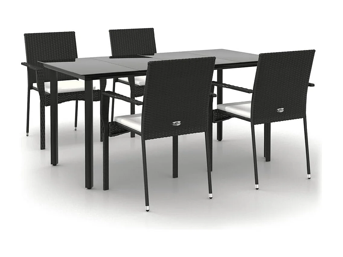 Karl Mason  Set de muebles jardín 5 pzas con cojines ratán sintético negro