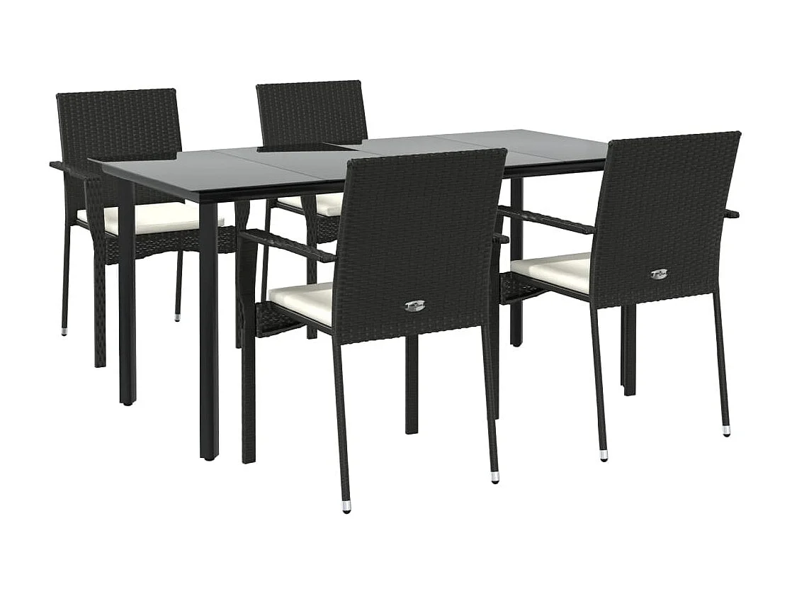 Karl Mason  Set de muebles jardín 5 pzas con cojines ratán sintético negro