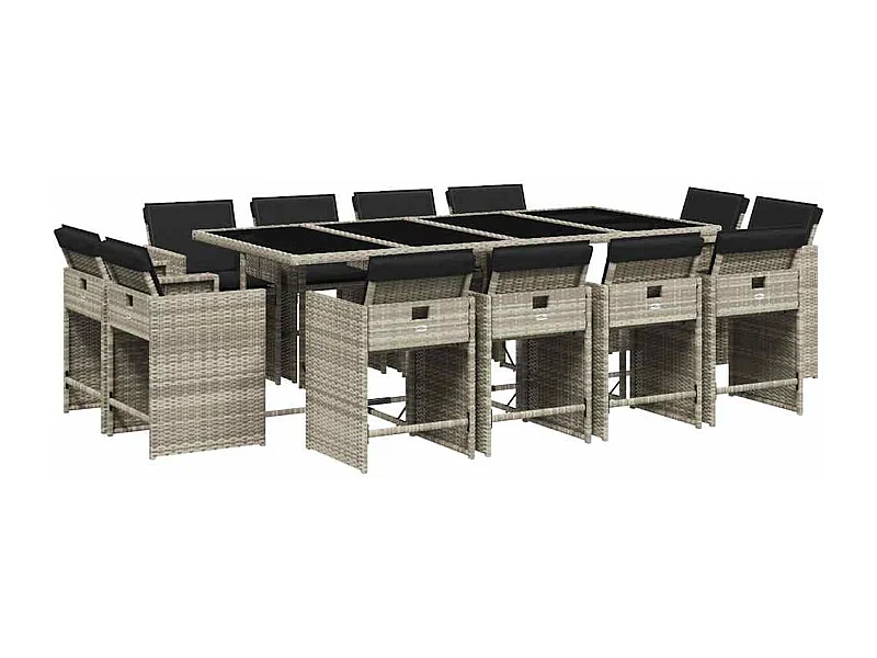 Celina  13-delige Tuinset met kussens poly rattan lichtgrijs