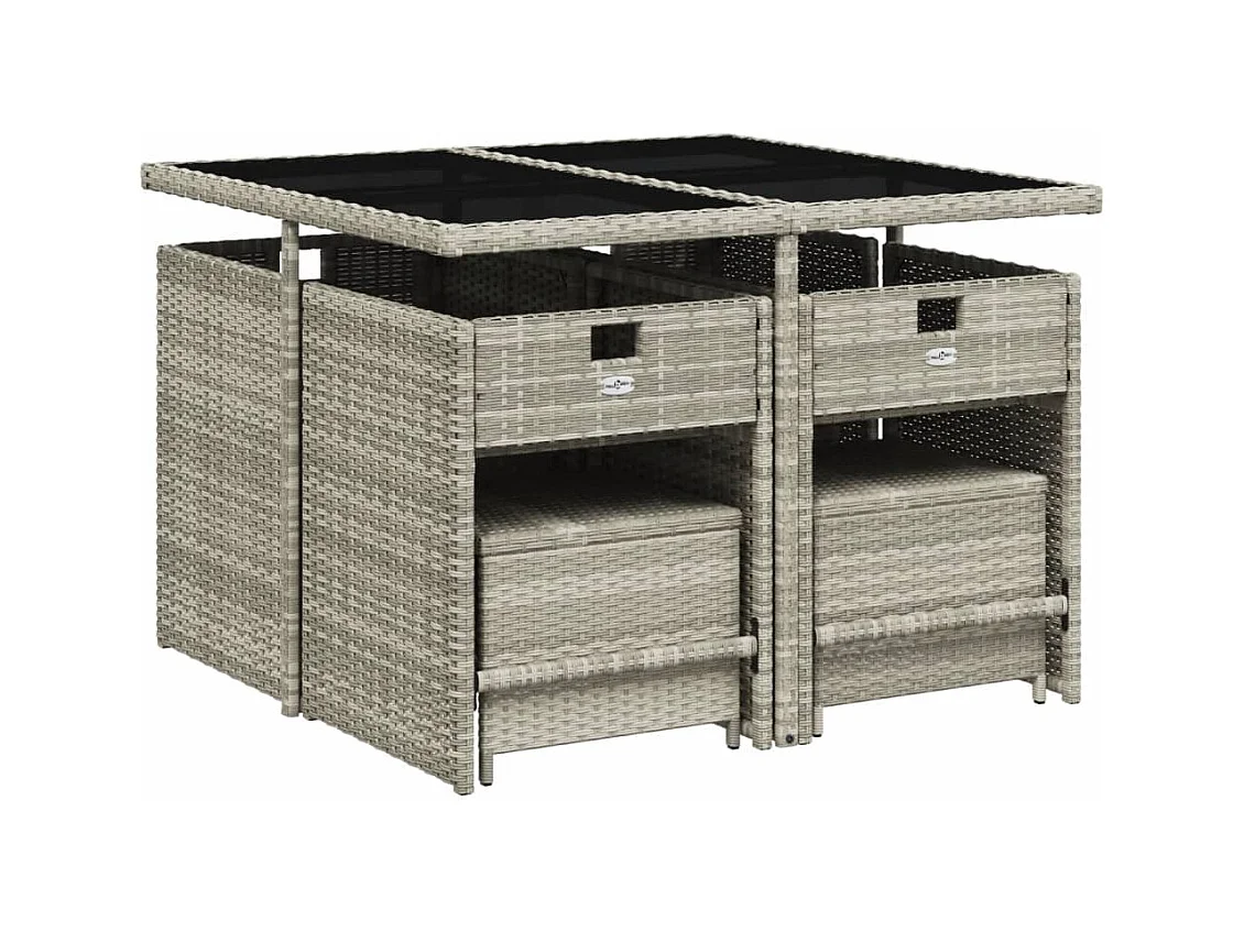 Zenn  9-delige Tuinset met kussens poly rattan lichtgrijs