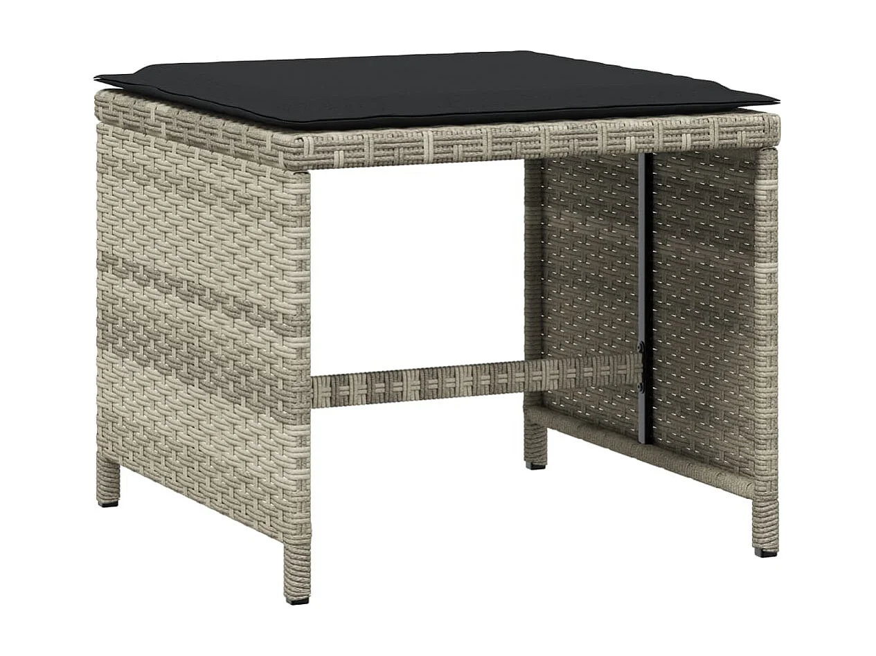 Zenn  Ensemble à manger de jardin et coussins 9 pcs gris clair rotin