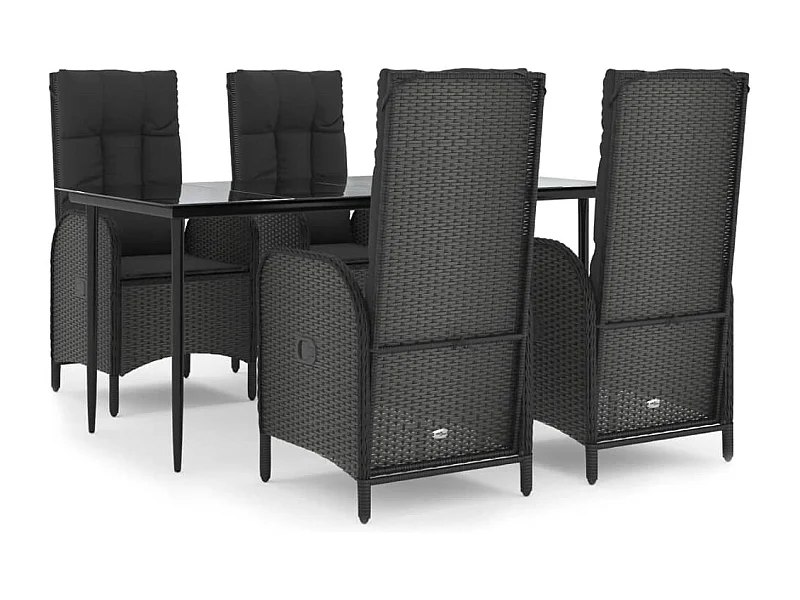 Lochem  5-delige Tuinset met kussens poly rattan zwart