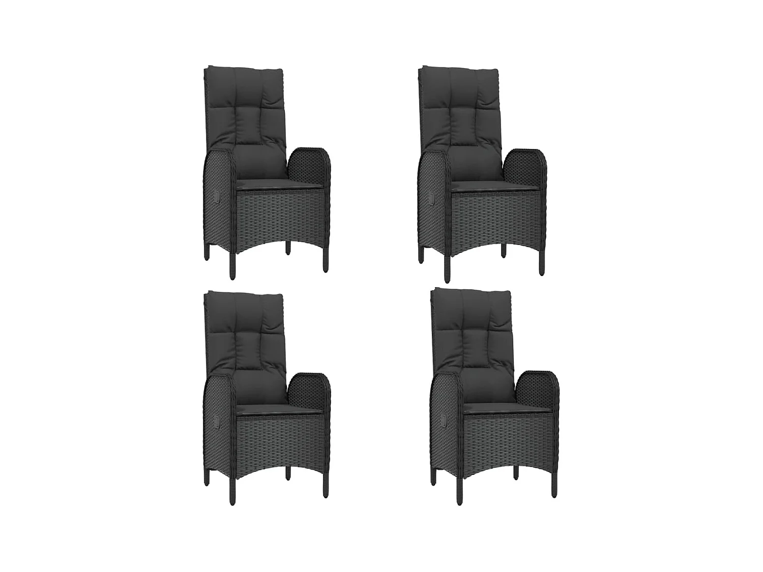 Lochem  Ensemble à manger de jardin coussins 5pcs Noir Résine tressée