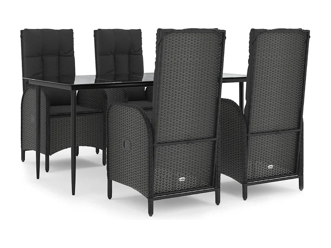 Lochem  5-delige Tuinset met kussens poly rattan zwart