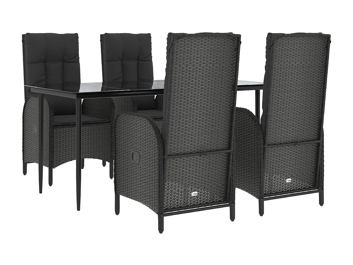 Lochem  5-delige Tuinset met kussens poly rattan zwart