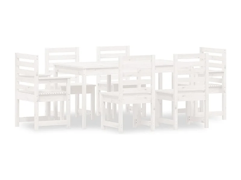 Janne Elise  Ensemble à manger de jardin 7 pcs blanc bois massif de pin