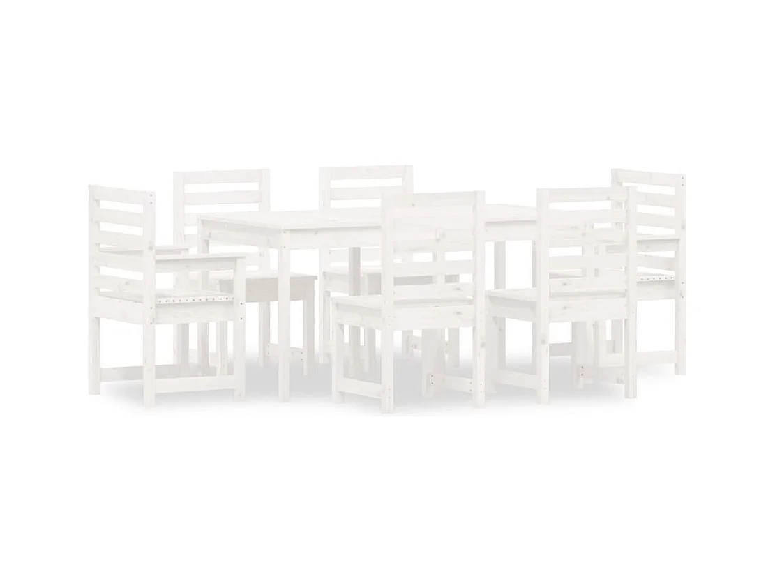 Janne Elise  Ensemble à manger de jardin 7 pcs blanc bois massif de pin