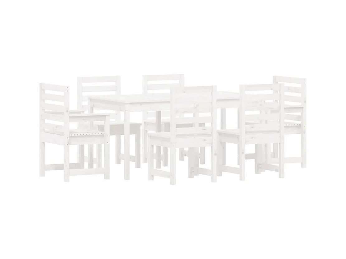 Janne Elise  Ensemble à manger de jardin 7 pcs blanc bois massif de pin