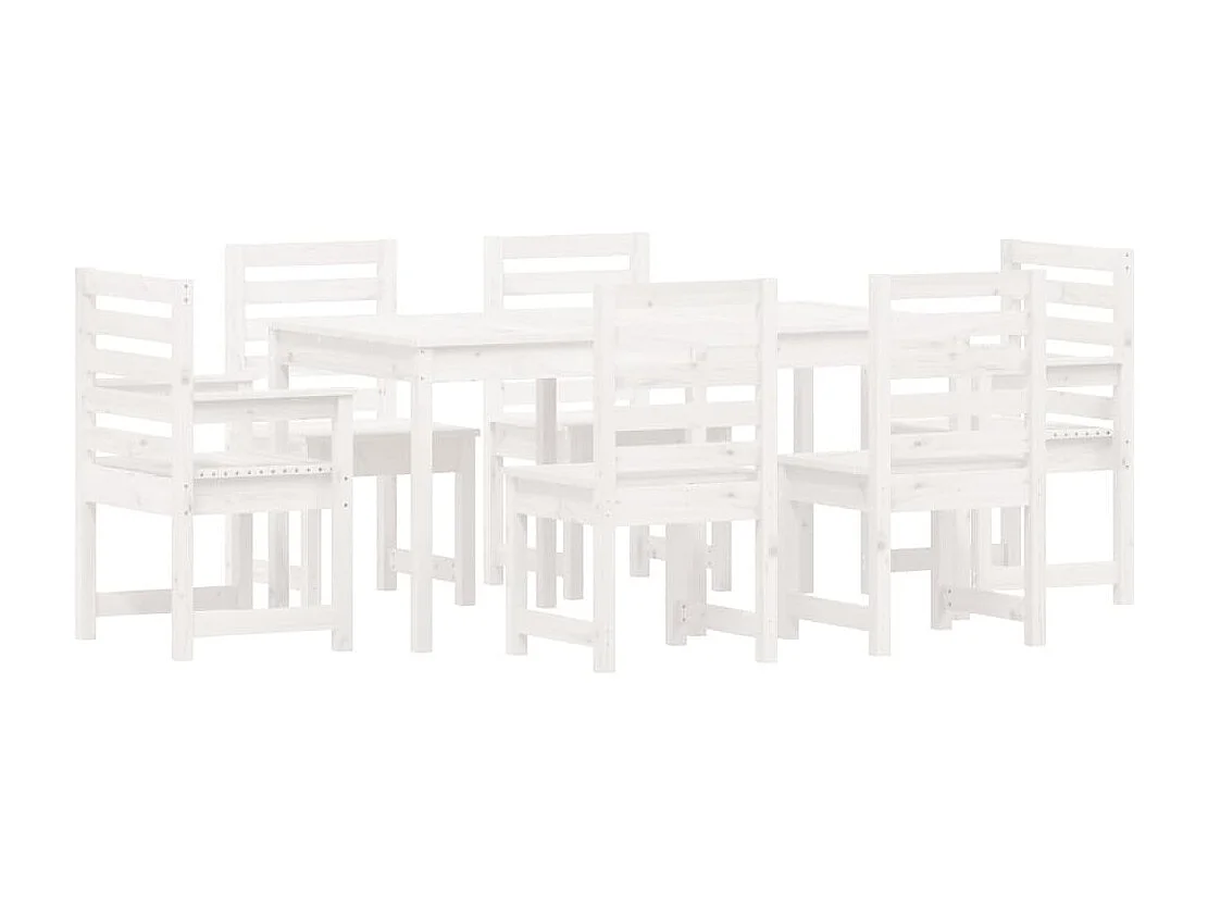 Janne Elise  Ensemble à manger de jardin 7 pcs blanc bois massif de pin