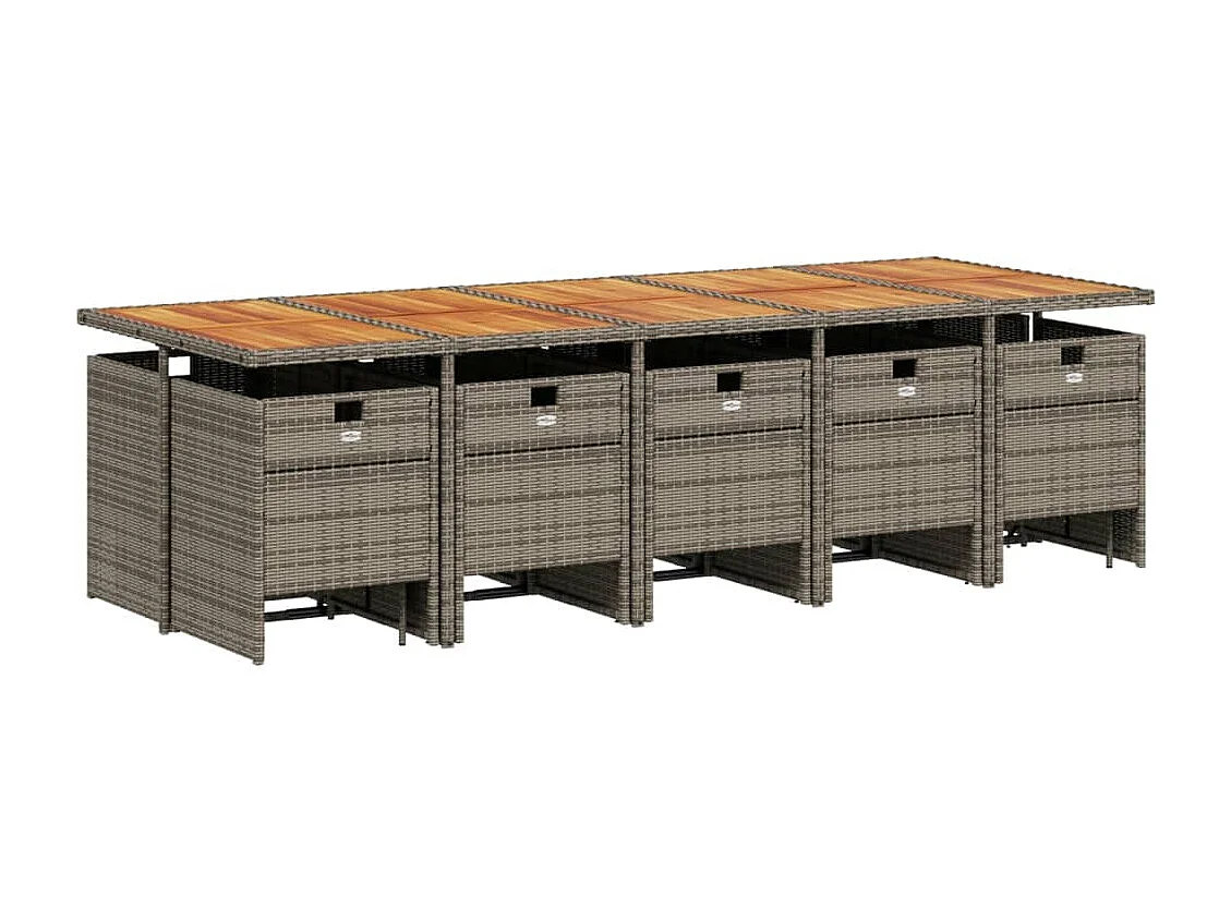 Bonno  15-delige Tuinset met kussens poly rattan grijs