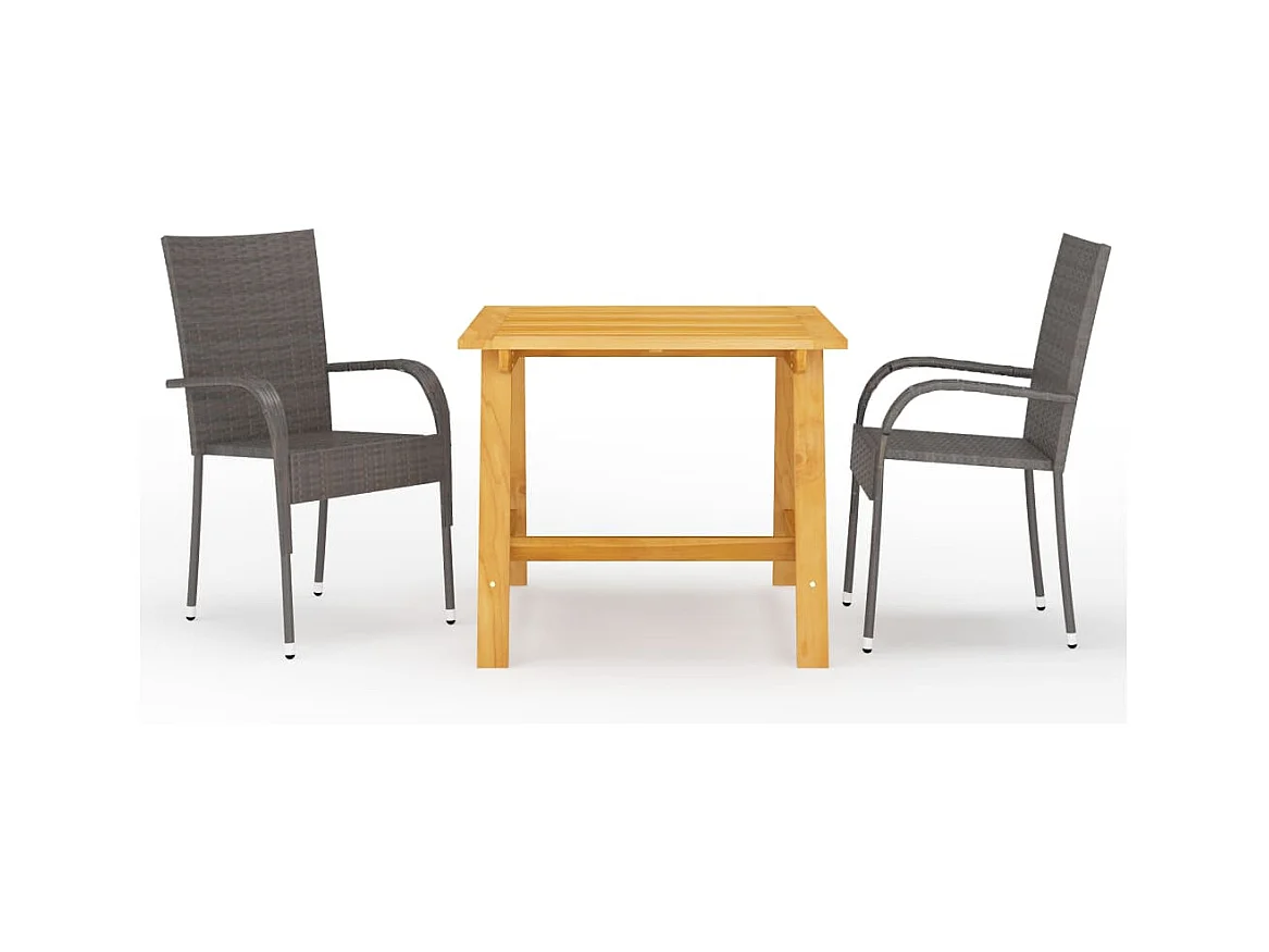 Roanne  Ensemble à manger de jardin 3 pcs Marron