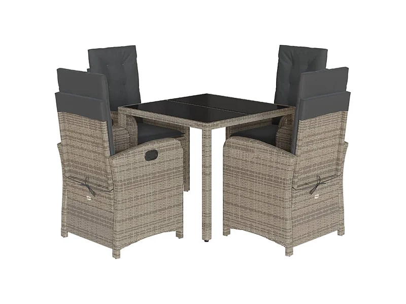 Vinkel  Ensemble à manger de jardin 5 pcs coussins gris résine tressée