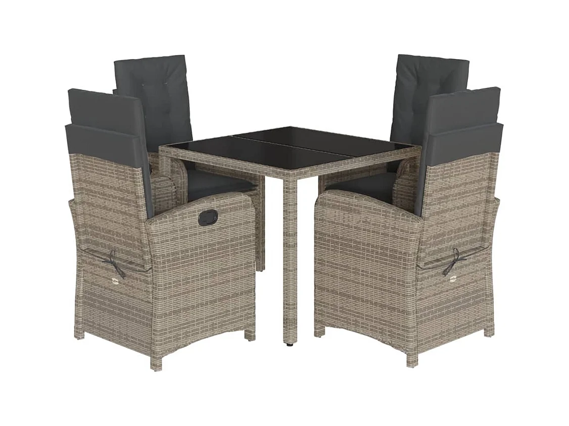 Vinkel  Ensemble à manger de jardin 5 pcs coussins gris résine tressée