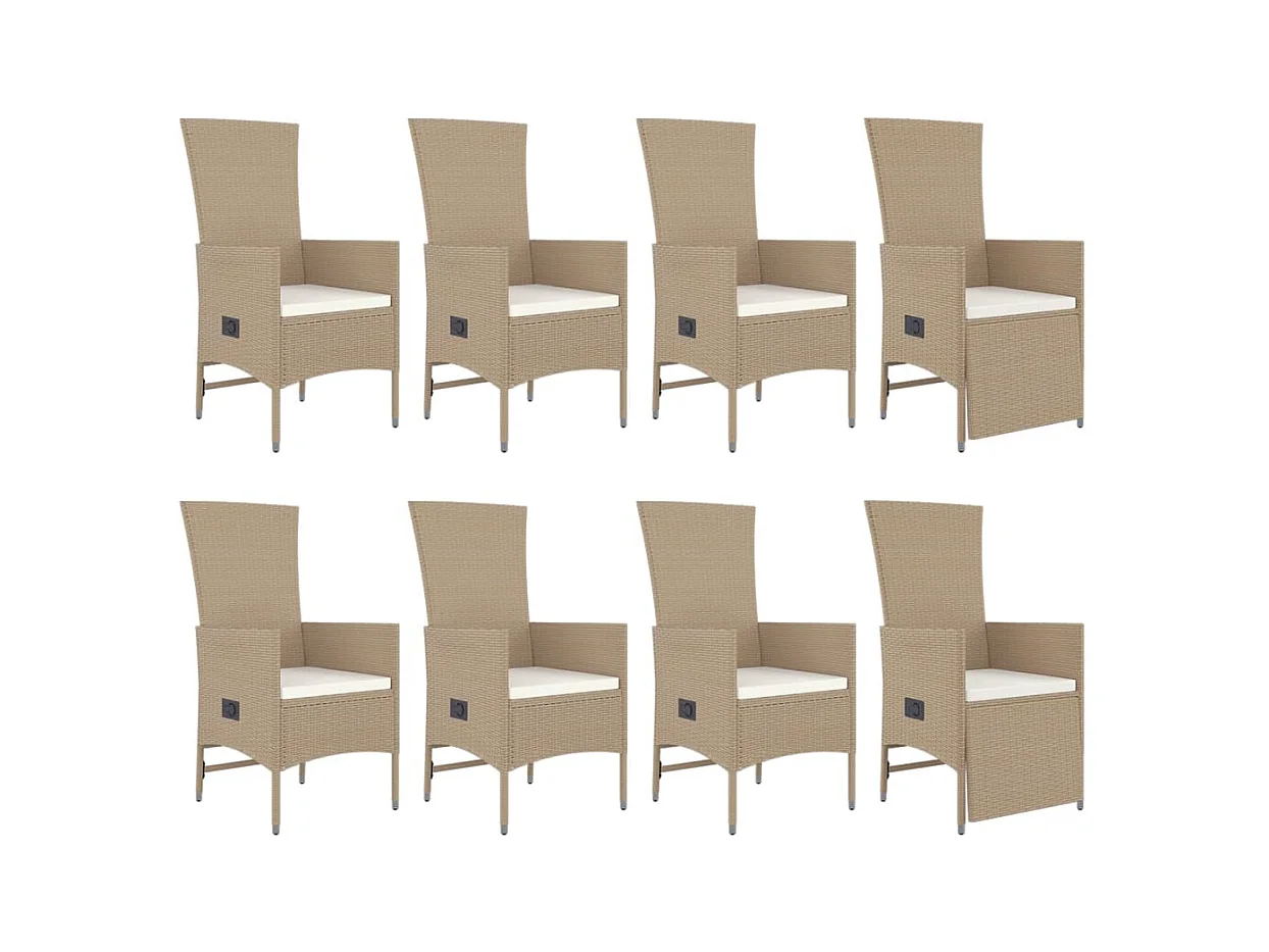 Briena  Ensemble à manger de jardin et coussins 9 pcs beige Poly rotin