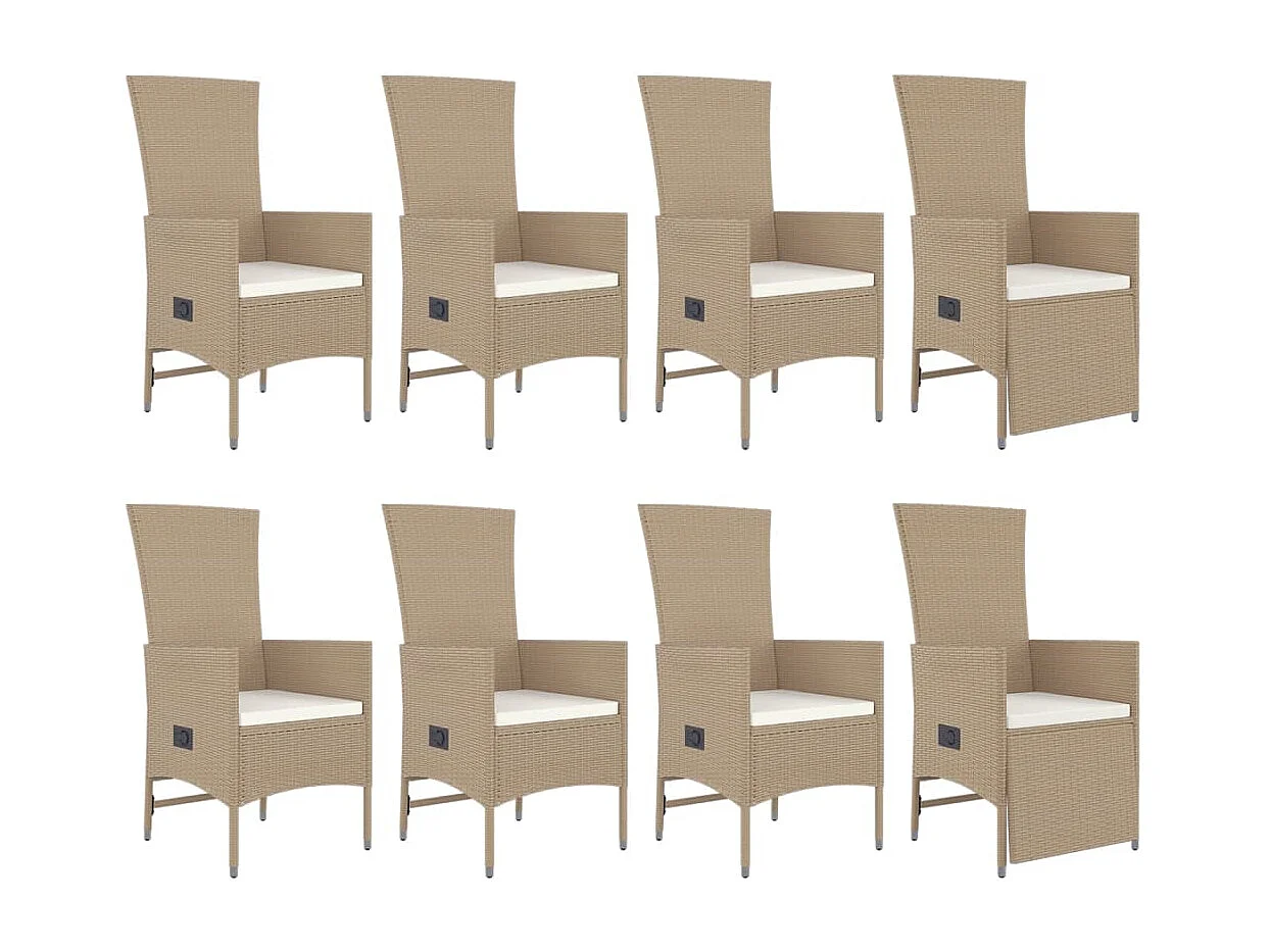 Briena  9-delige Tuinset met kussens poly rattan beige