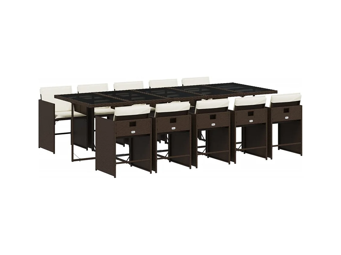 Heeswijk-Dinther  Ensemble à manger de jardin et coussins 11 pcs marron rotin