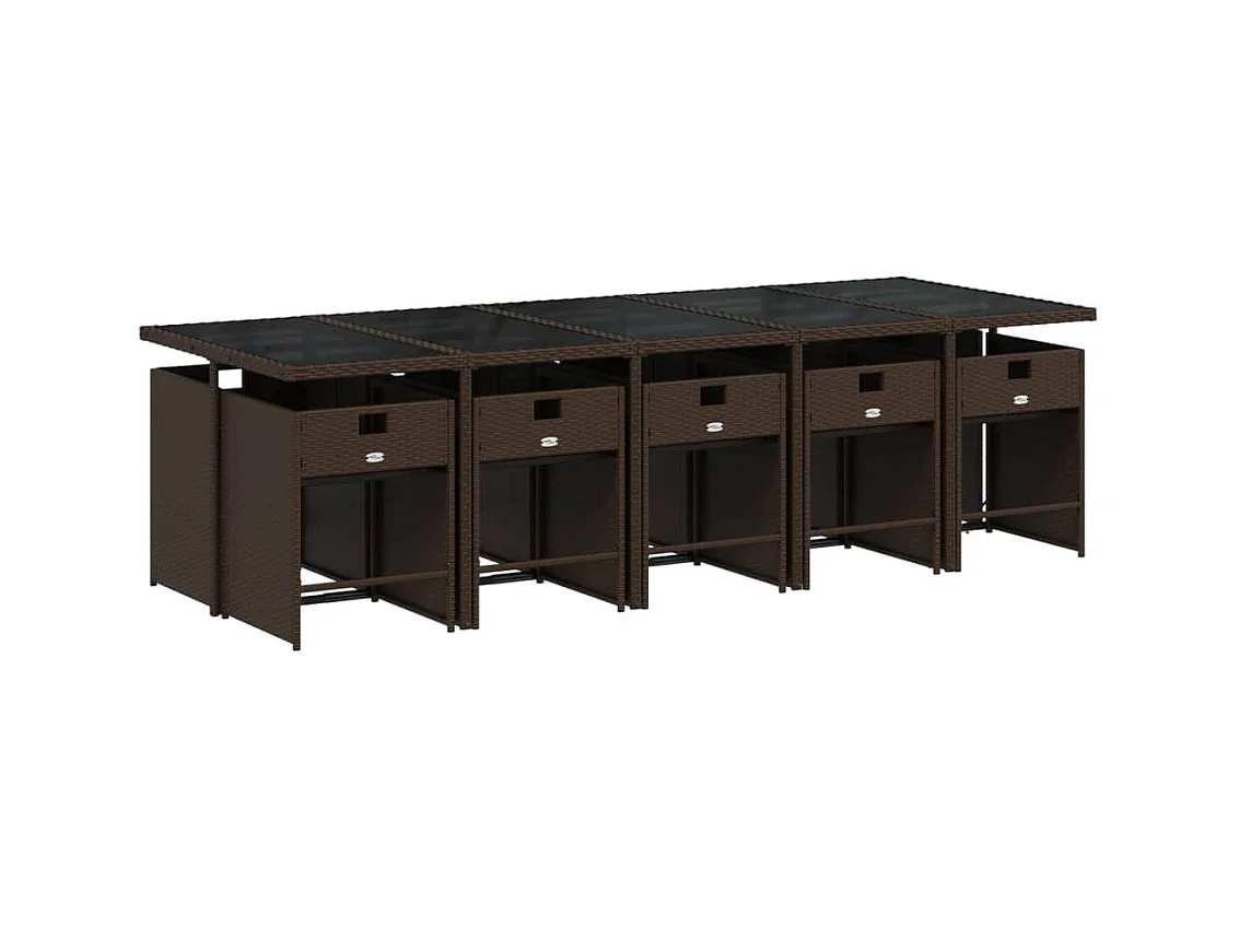 Heeswijk-Dinther  Ensemble à manger de jardin et coussins 11 pcs marron rotin