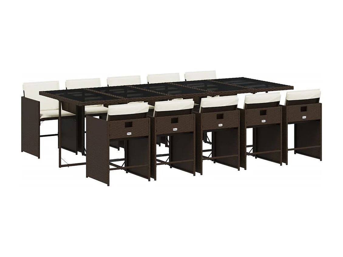 Heeswijk-Dinther  Ensemble à manger de jardin et coussins 11 pcs marron rotin