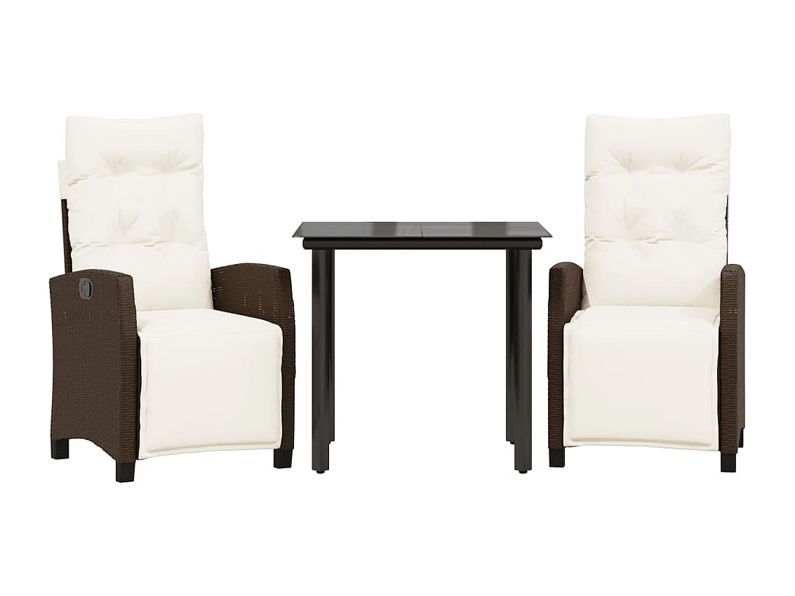 Prolenta Premium -  Ensemble à manger de jardin 3 pcs et coussins marron poly rotin