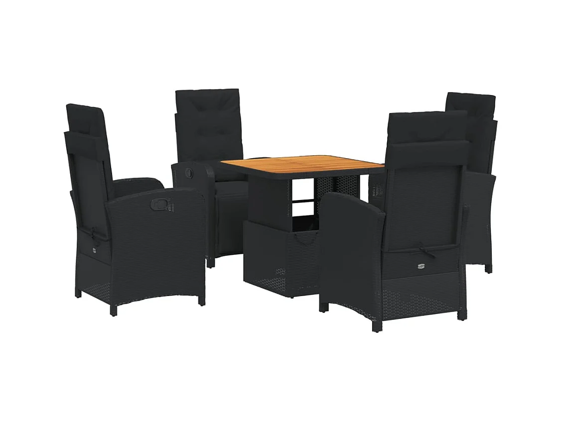 Abington  Ensemble à manger de jardin coussins 5pcs Noir Résine tressée