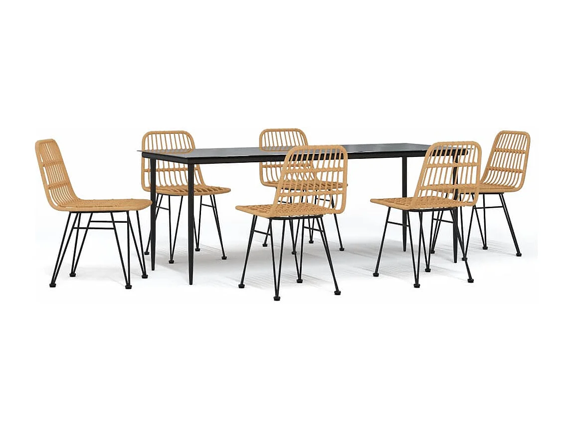 Eden Prairie  Ensemble à manger de jardin 7 pcs Résine tressée