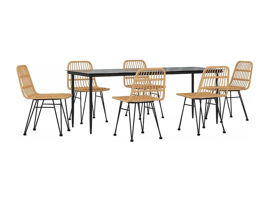 Eden Prairie  Ensemble à manger de jardin 7 pcs Résine tressée