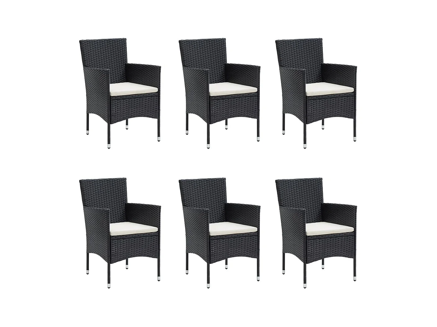 Hillsboro  Ensemble à manger de jardin avec coussins 7 pcs Noir