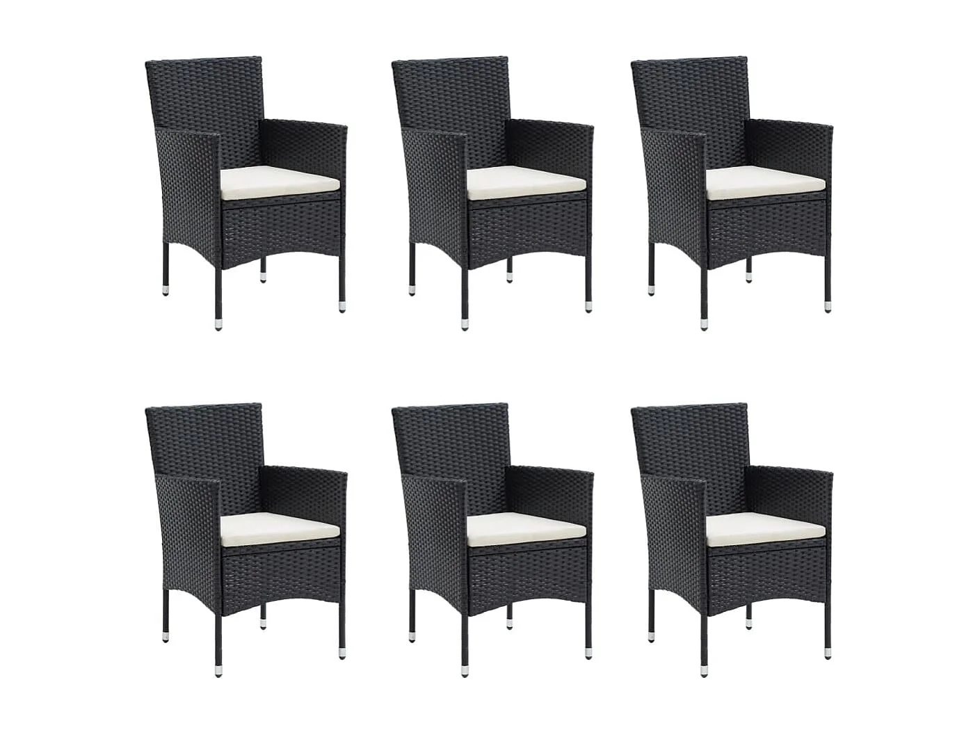 Hillsboro  Ensemble à manger de jardin avec coussins 7 pcs Noir