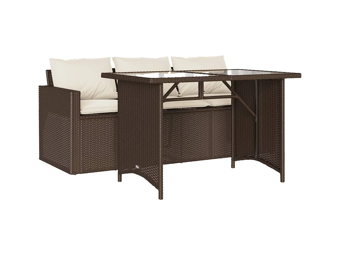 Jornar  2-delige Tuinset met kussens poly rattan bruin