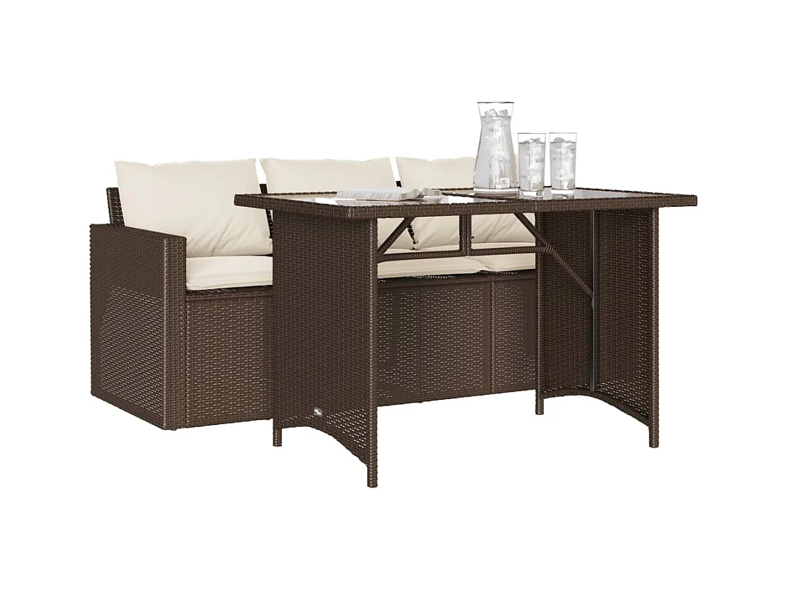 Jornar  2-delige Tuinset met kussens poly rattan bruin