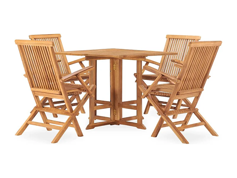 Glabbeek  Set de comedor de jardín plegable 5 pzas madera maciza de teca